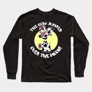 Cow Jumped Over the Moon Cartoon Cows Long Sleeve T-Shirt